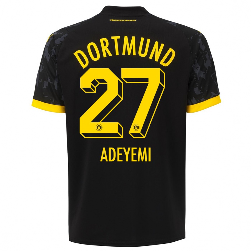 Kinder Fußball Karim Adeyemi #27 Schwarz Auswärtstrikot Trikot 2023/24 T-Shirt Luxemburg