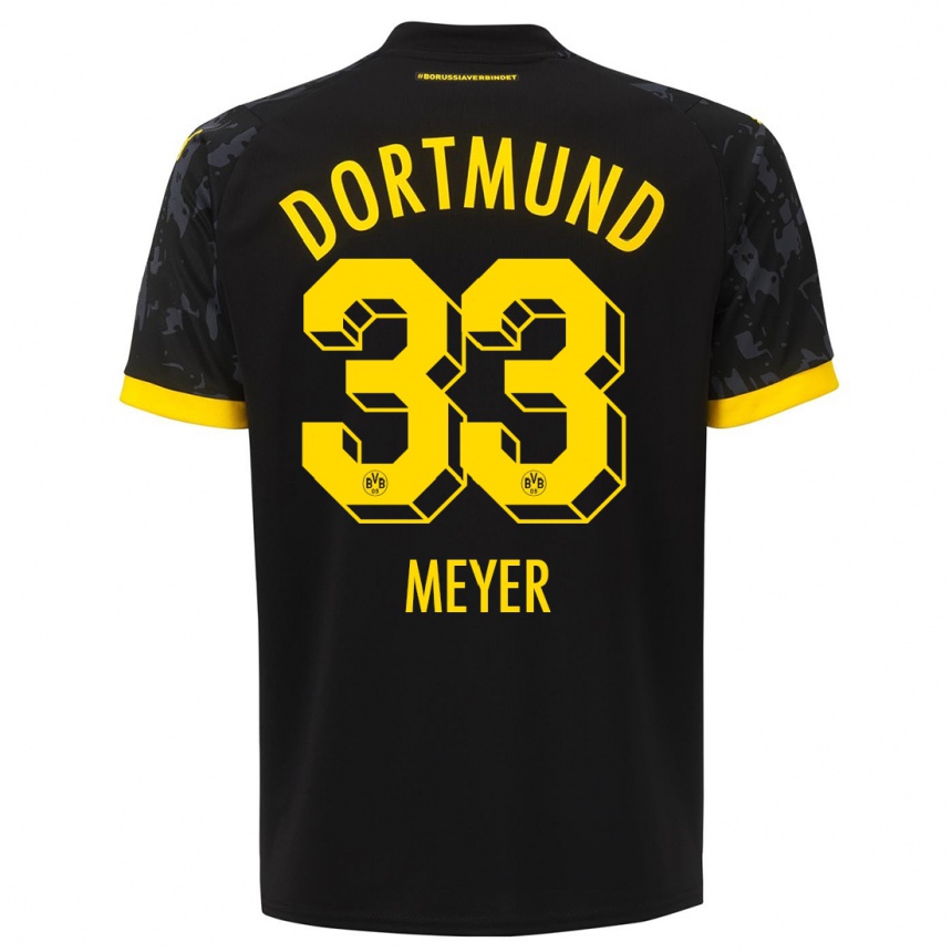 Kinder Fußball Alexander Meyer #33 Schwarz Auswärtstrikot Trikot 2023/24 T-Shirt Luxemburg