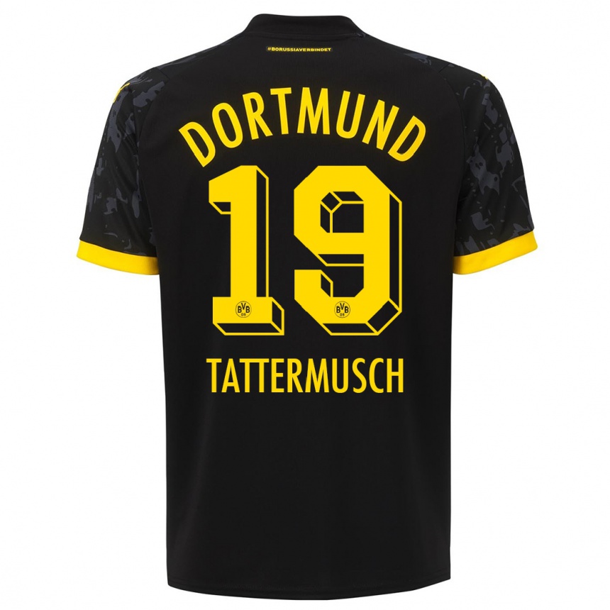 Kinder Fußball Ted Tattermusch #19 Schwarz Auswärtstrikot Trikot 2023/24 T-Shirt Luxemburg