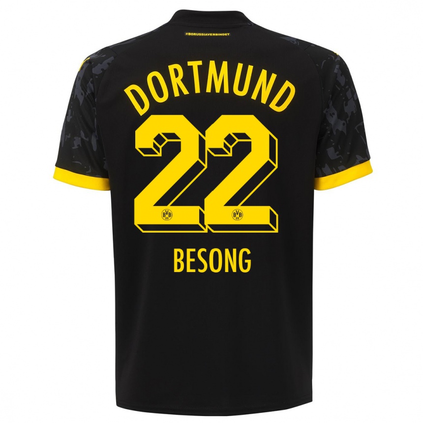 Kinder Fußball Paul-Philipp Besong #22 Schwarz Auswärtstrikot Trikot 2023/24 T-Shirt Luxemburg