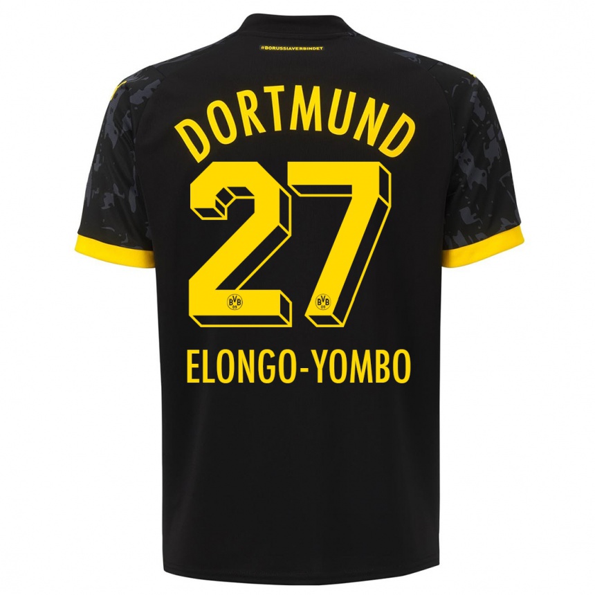 Kinder Fußball Rodney Elongo-Yombo #27 Schwarz Auswärtstrikot Trikot 2023/24 T-Shirt Luxemburg