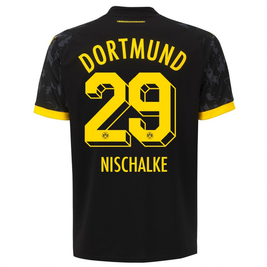 Kinder Fußball Jermain Nischalke #29 Schwarz Auswärtstrikot Trikot 2023/24 T-Shirt Luxemburg