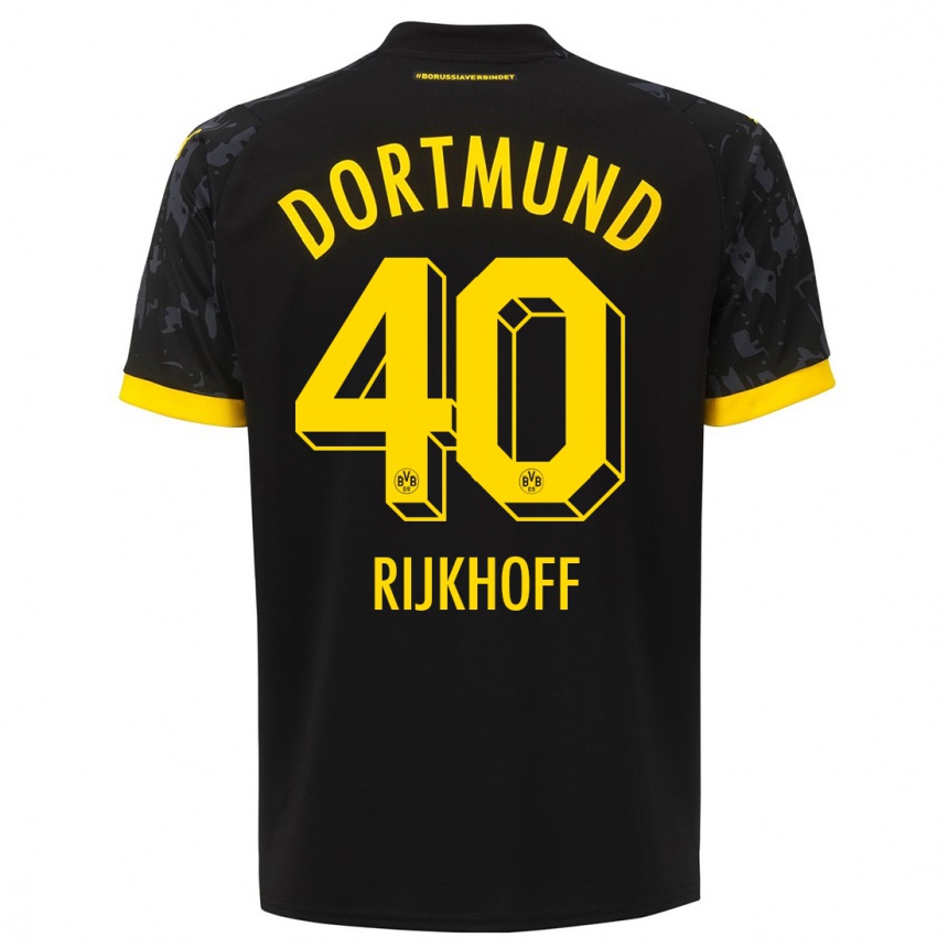 Kinder Fußball Julian Rijkhoff #40 Schwarz Auswärtstrikot Trikot 2023/24 T-Shirt Luxemburg