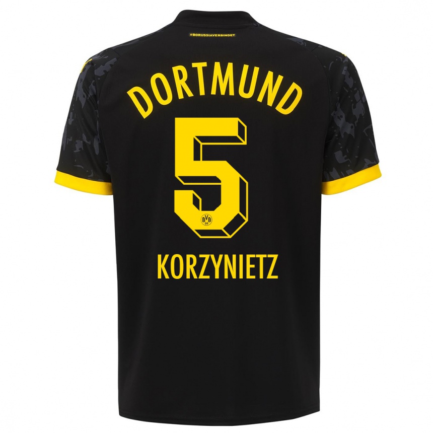 Kinder Fußball Jaden Korzynietz #5 Schwarz Auswärtstrikot Trikot 2023/24 T-Shirt Luxemburg