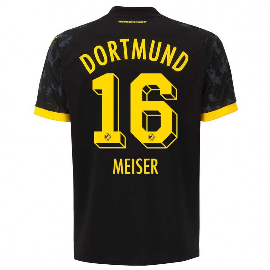 Kinder Fußball Tyler Meiser #16 Schwarz Auswärtstrikot Trikot 2023/24 T-Shirt Luxemburg