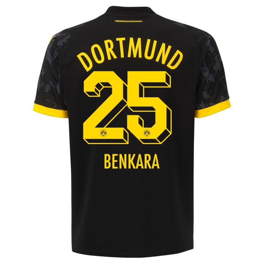 Kinder Fußball Elias Benkara #25 Schwarz Auswärtstrikot Trikot 2023/24 T-Shirt Luxemburg