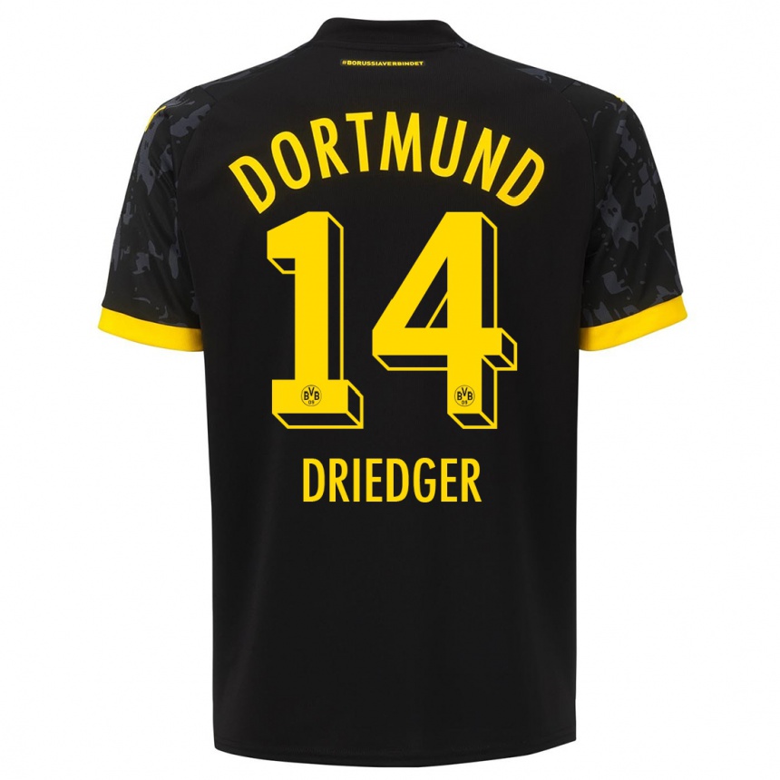 Kinder Fußball Julian Driedger #14 Schwarz Auswärtstrikot Trikot 2023/24 T-Shirt Luxemburg