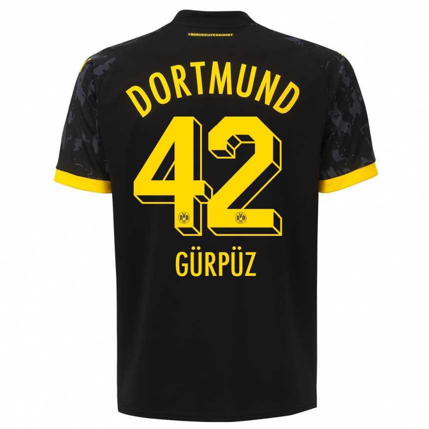 Kinder Fußball Goktan Gurpuz #42 Schwarz Auswärtstrikot Trikot 2023/24 T-Shirt Luxemburg