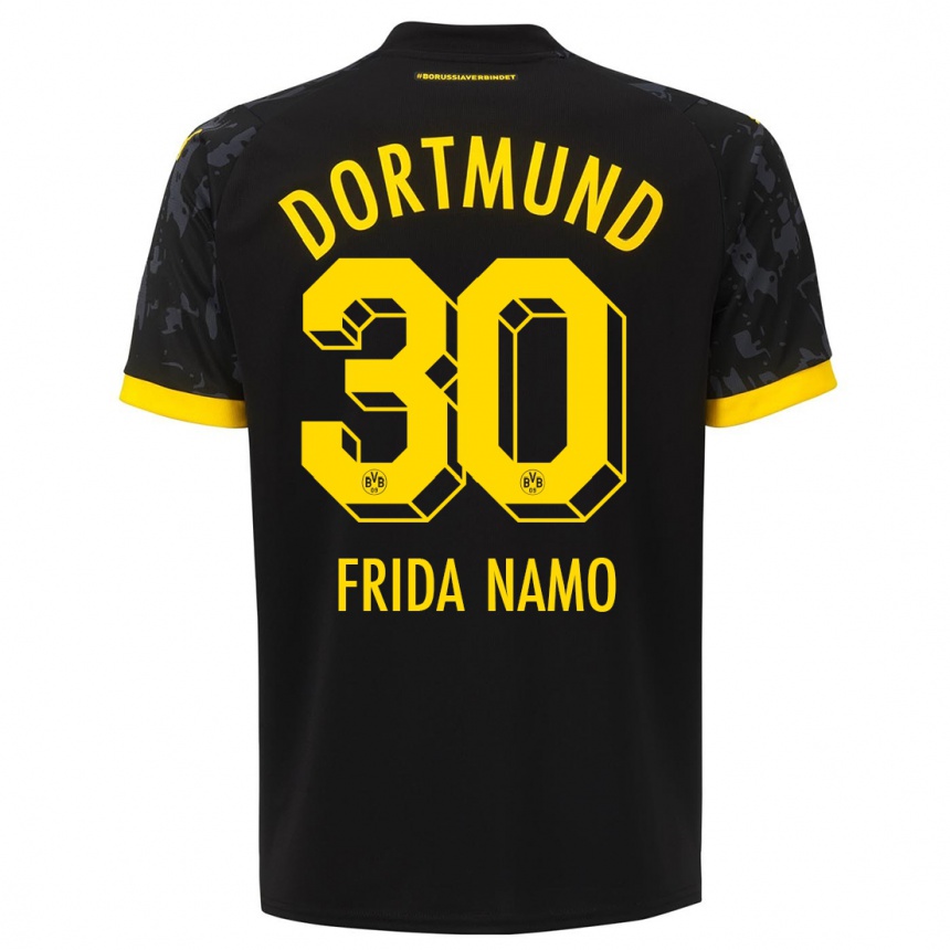 Kinder Fußball Ronning Frida Namo #30 Schwarz Auswärtstrikot Trikot 2023/24 T-Shirt Luxemburg