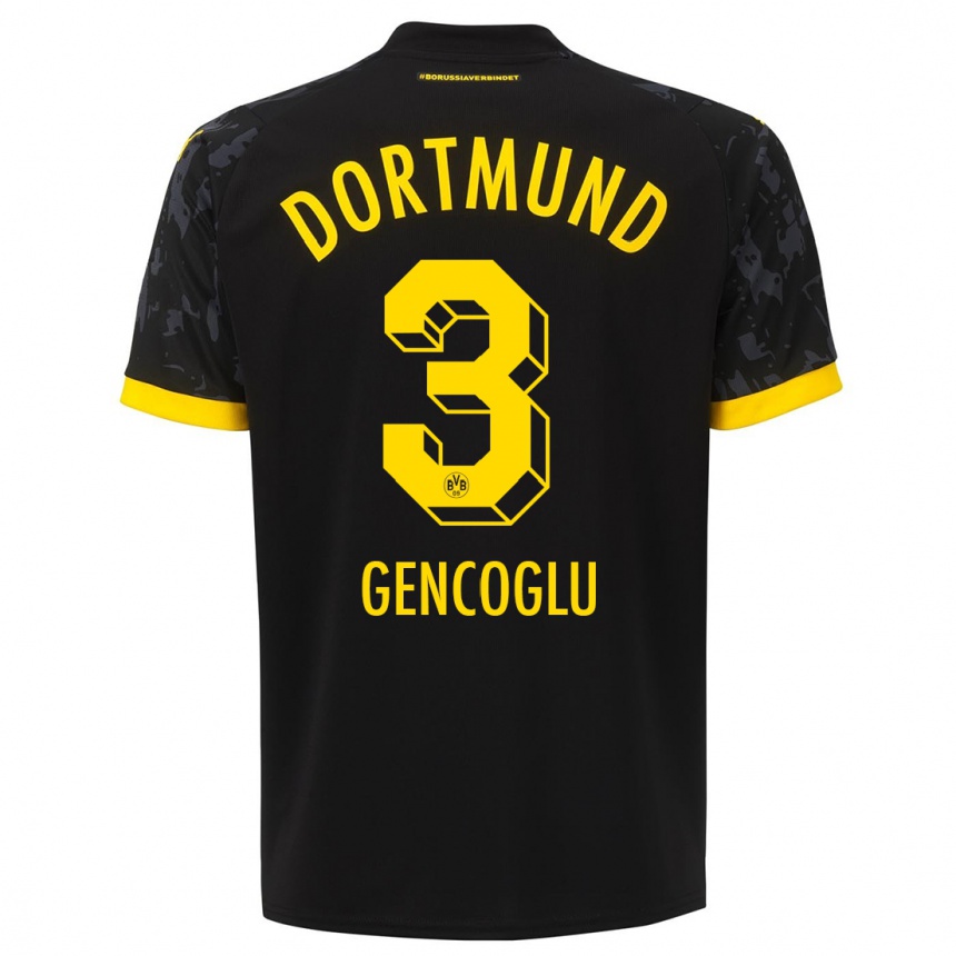 Kinder Fußball Tekin Gencoglu #3 Schwarz Auswärtstrikot Trikot 2023/24 T-Shirt Luxemburg