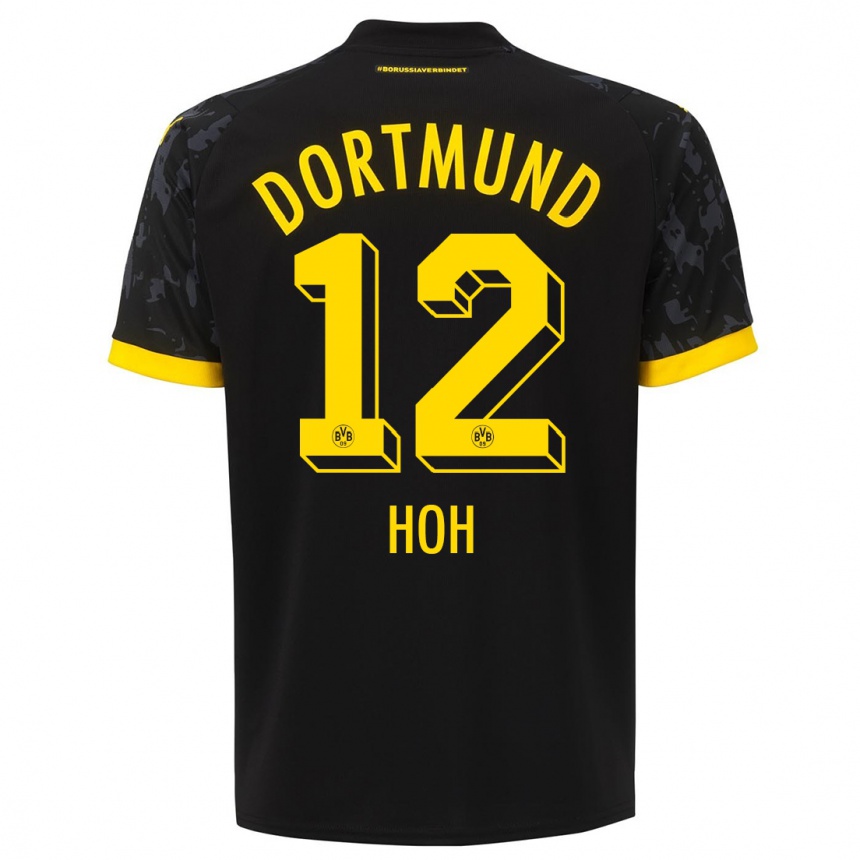 Kinder Fußball Hendrik Hoh #12 Schwarz Auswärtstrikot Trikot 2023/24 T-Shirt Luxemburg