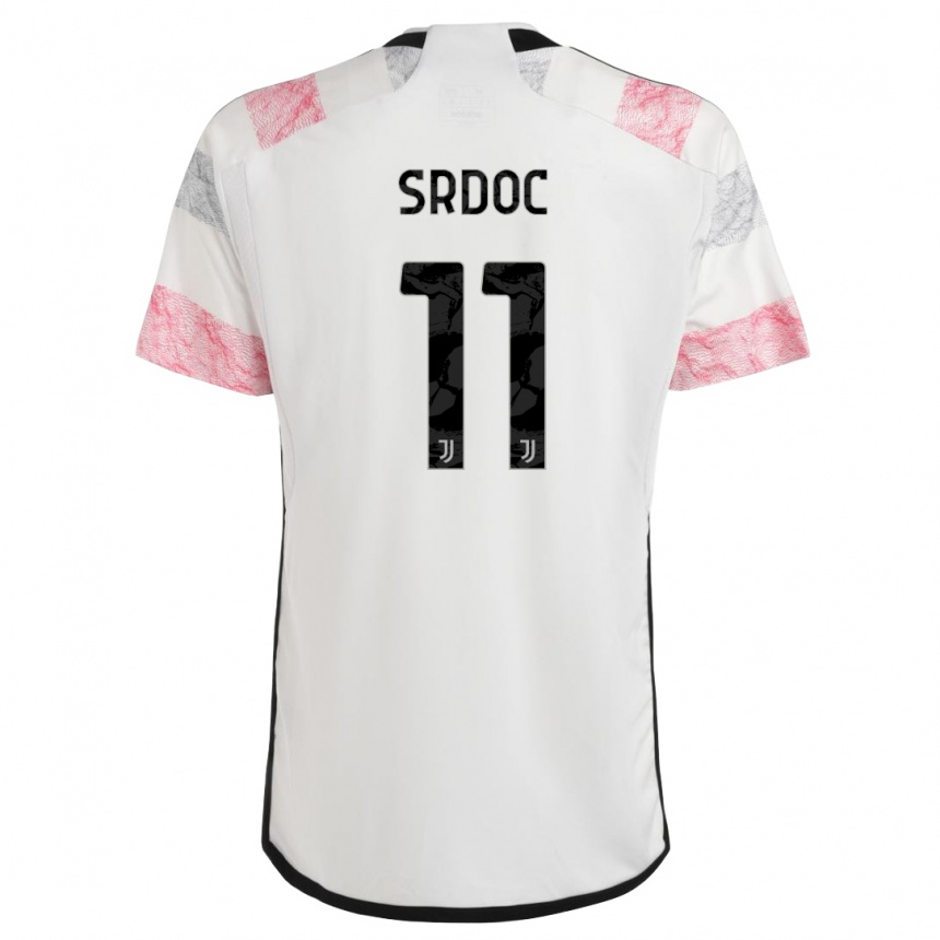 Kinder Fußball Ivano Srdoc #11 Weiß Rosa Auswärtstrikot Trikot 2023/24 T-Shirt Luxemburg