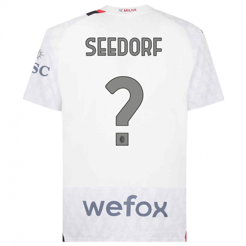 Kinder Fußball Denzel Seedorf #0 Weiß Auswärtstrikot Trikot 2023/24 T-Shirt Luxemburg