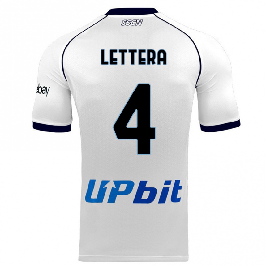 Kinder Fußball Alessio Lettera #4 Weiß Auswärtstrikot Trikot 2023/24 T-Shirt Luxemburg