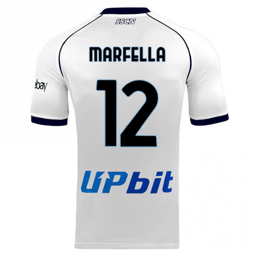 Kinder Fußball Davide Marfella #12 Weiß Auswärtstrikot Trikot 2023/24 T-Shirt Luxemburg