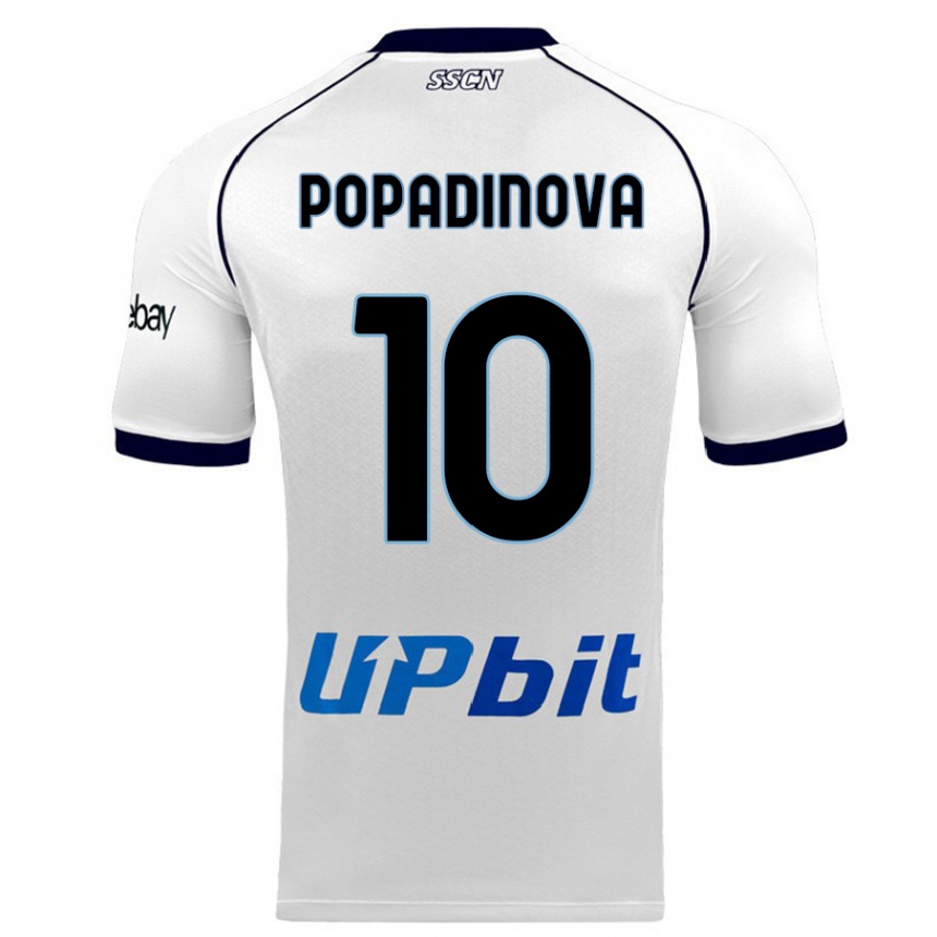 Kinder Fußball Evdokiya Popadinova #10 Weiß Auswärtstrikot Trikot 2023/24 T-Shirt Luxemburg