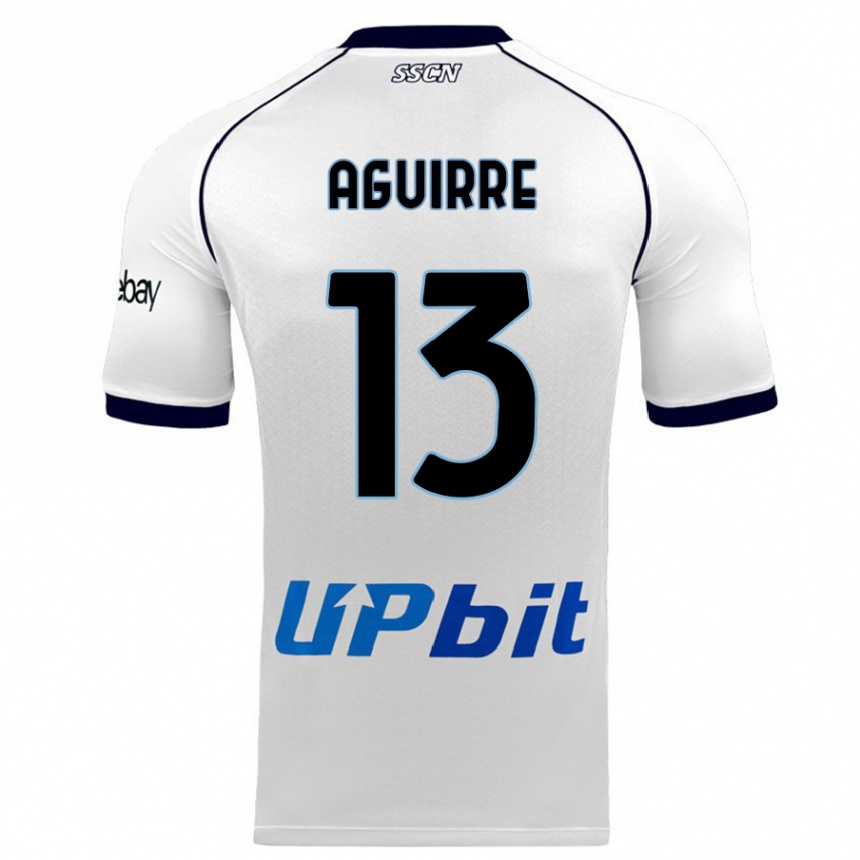 Kinder Fußball Yolanda Aguirre #13 Weiß Auswärtstrikot Trikot 2023/24 T-Shirt Luxemburg