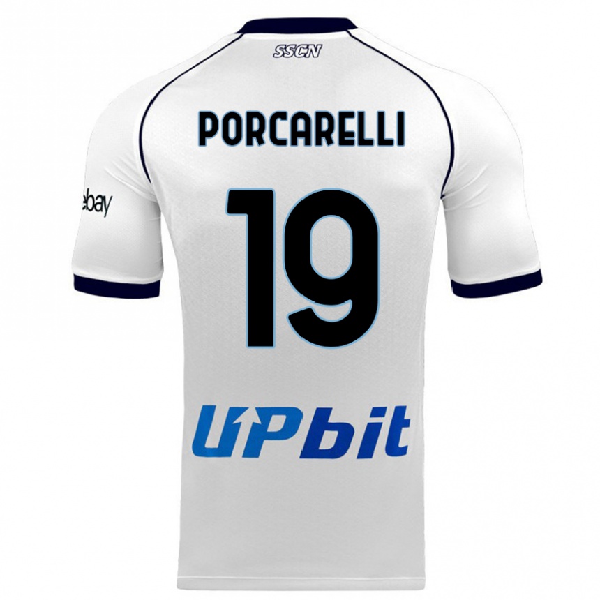 Kinder Fußball Maddelena Porcarelli #19 Weiß Auswärtstrikot Trikot 2023/24 T-Shirt Luxemburg