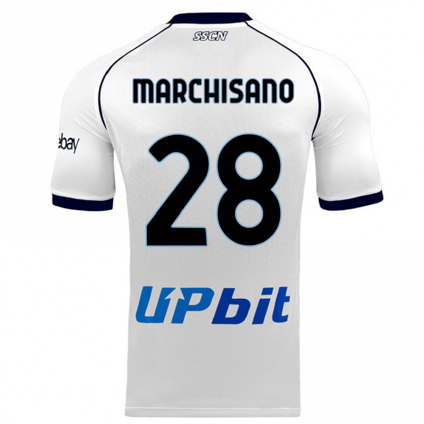 Kinder Fußball Matteo Marchisano #28 Weiß Auswärtstrikot Trikot 2023/24 T-Shirt Luxemburg