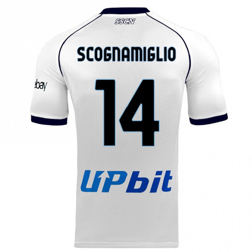 Kinder Fußball Fabio Scognamiglio #14 Weiß Auswärtstrikot Trikot 2023/24 T-Shirt Luxemburg