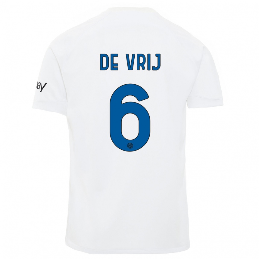 Kinder Fußball Stefan De Vrij #6 Weiß Auswärtstrikot Trikot 2023/24 T-Shirt Luxemburg