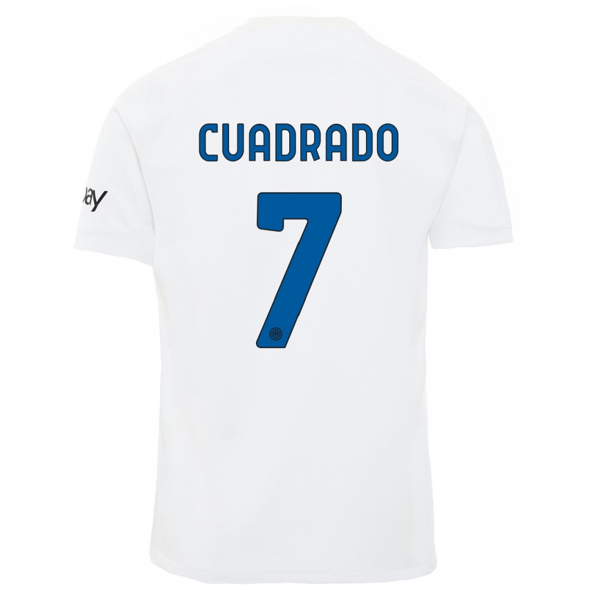 Kinder Fußball Juan Cuadrado #7 Weiß Auswärtstrikot Trikot 2023/24 T-Shirt Luxemburg