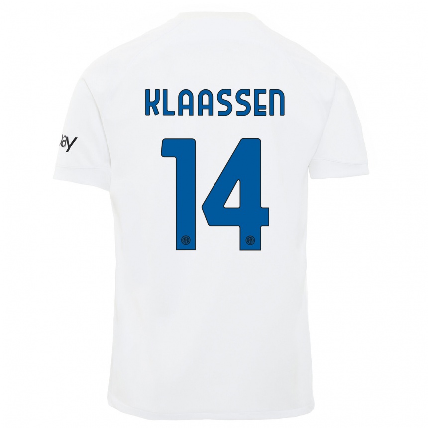 Kinder Fußball Davy Klaassen #14 Weiß Auswärtstrikot Trikot 2023/24 T-Shirt Luxemburg