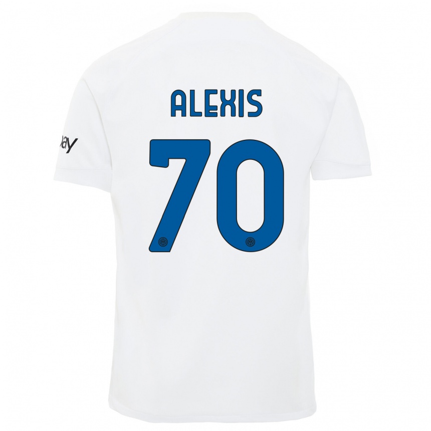 Kinder Fußball Alexis Sanchez #70 Weiß Auswärtstrikot Trikot 2023/24 T-Shirt Luxemburg