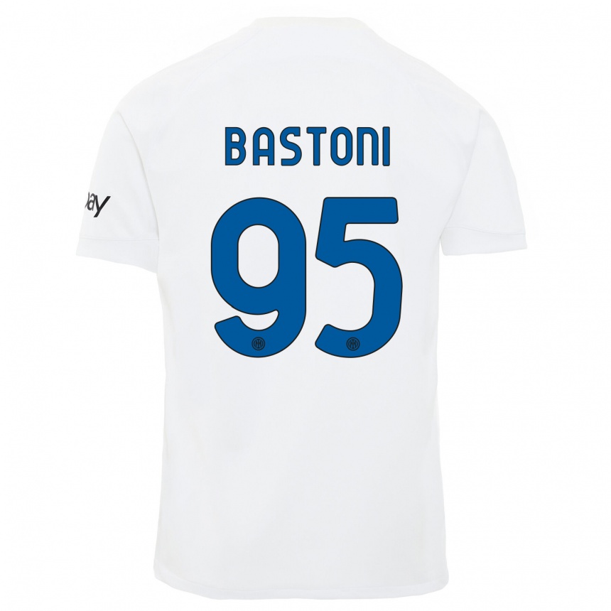 Kinder Fußball Alessandro Bastoni #95 Weiß Auswärtstrikot Trikot 2023/24 T-Shirt Luxemburg