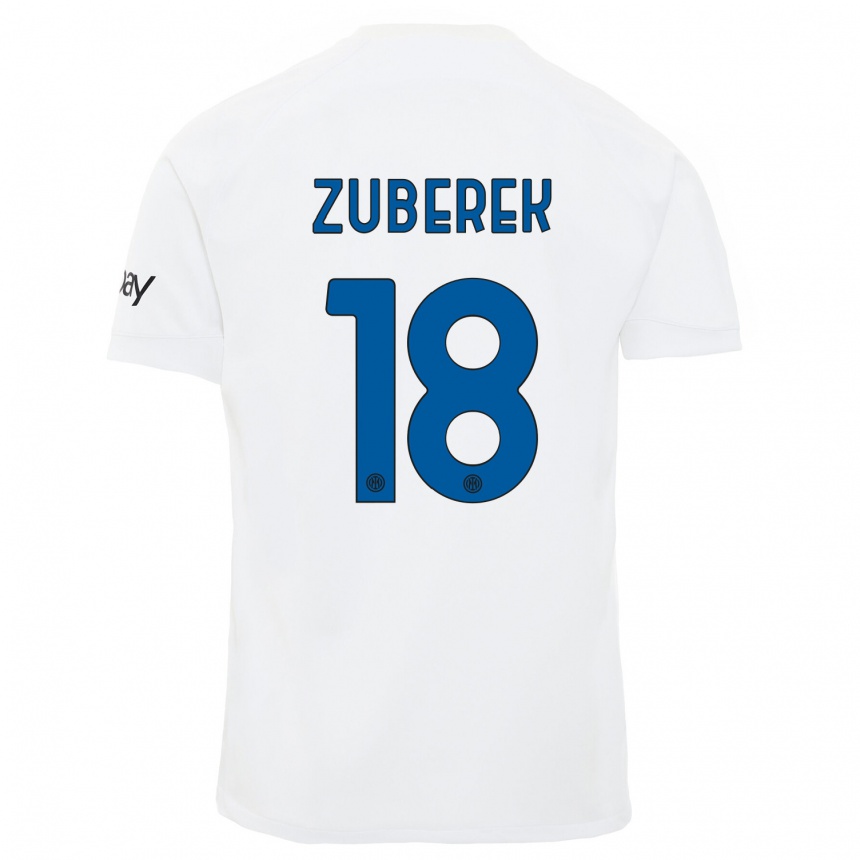 Kinder Fußball Jan Zuberek #18 Weiß Auswärtstrikot Trikot 2023/24 T-Shirt Luxemburg