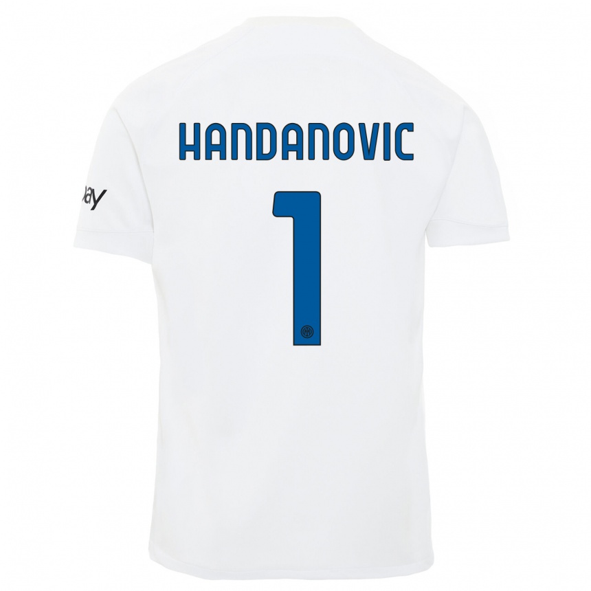 Kinder Fußball Samir Handanovic #1 Weiß Auswärtstrikot Trikot 2023/24 T-Shirt Luxemburg