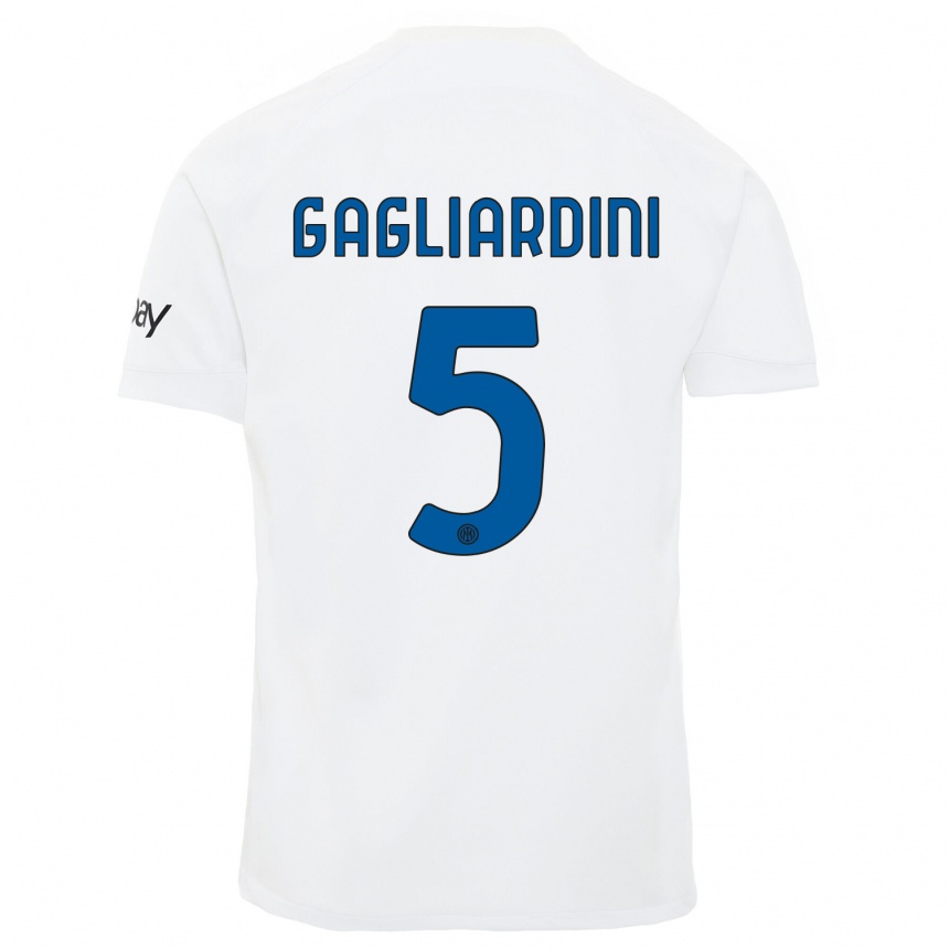 Kinder Fußball Roberto Gagliardini #5 Weiß Auswärtstrikot Trikot 2023/24 T-Shirt Luxemburg