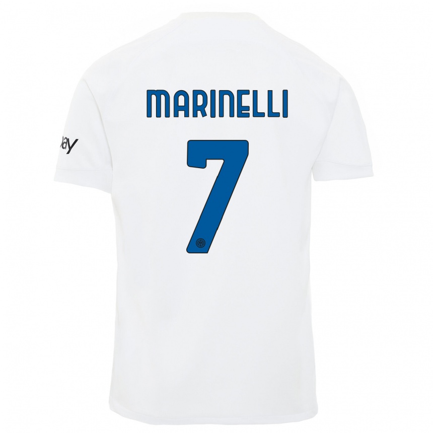 Kinder Fußball Gloria Marinelli #7 Weiß Auswärtstrikot Trikot 2023/24 T-Shirt Luxemburg