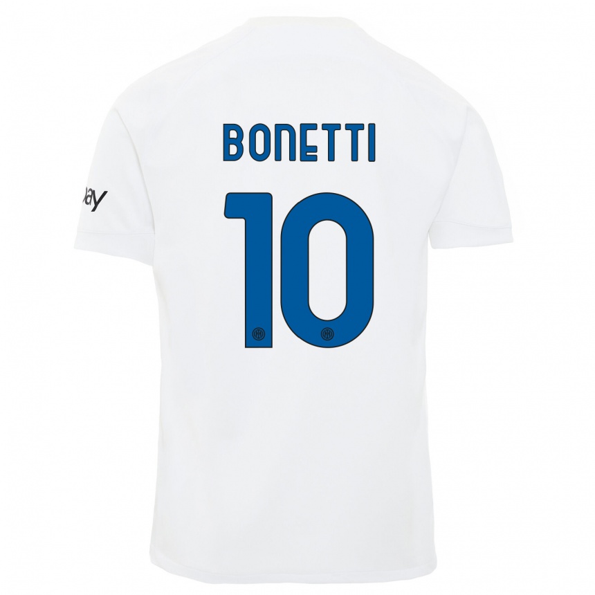 Kinder Fußball Tatiana Bonetti #10 Weiß Auswärtstrikot Trikot 2023/24 T-Shirt Luxemburg