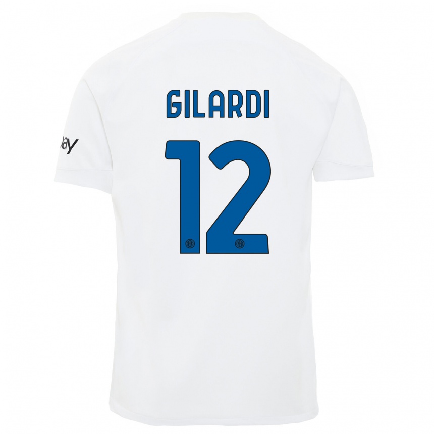 Kinder Fußball Astrid Gilardi #12 Weiß Auswärtstrikot Trikot 2023/24 T-Shirt Luxemburg