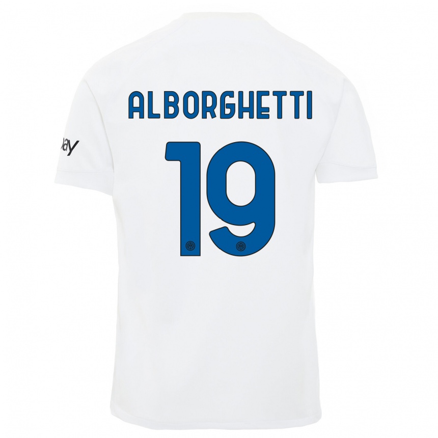 Kinder Fußball Lisa Alborghetti #19 Weiß Auswärtstrikot Trikot 2023/24 T-Shirt Luxemburg