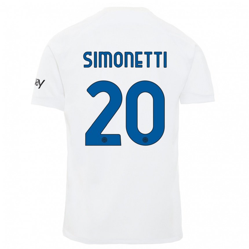 Kinder Fußball Flaminia Simonetti #20 Weiß Auswärtstrikot Trikot 2023/24 T-Shirt Luxemburg