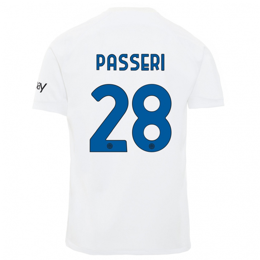 Kinder Fußball Angela Passeri #28 Weiß Auswärtstrikot Trikot 2023/24 T-Shirt Luxemburg