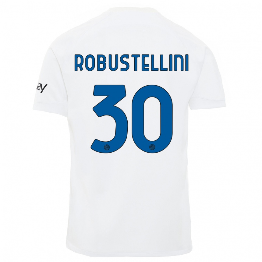 Kinder Fußball Chiara Robustellini #30 Weiß Auswärtstrikot Trikot 2023/24 T-Shirt Luxemburg