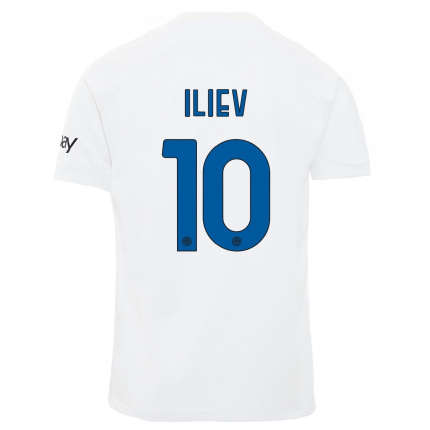 Kinder Fußball Nikola Iliev #10 Weiß Auswärtstrikot Trikot 2023/24 T-Shirt Luxemburg