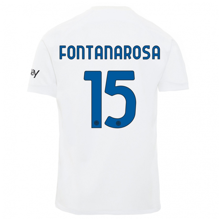 Kinder Fußball Alessandro Fontanarosa #15 Weiß Auswärtstrikot Trikot 2023/24 T-Shirt Luxemburg