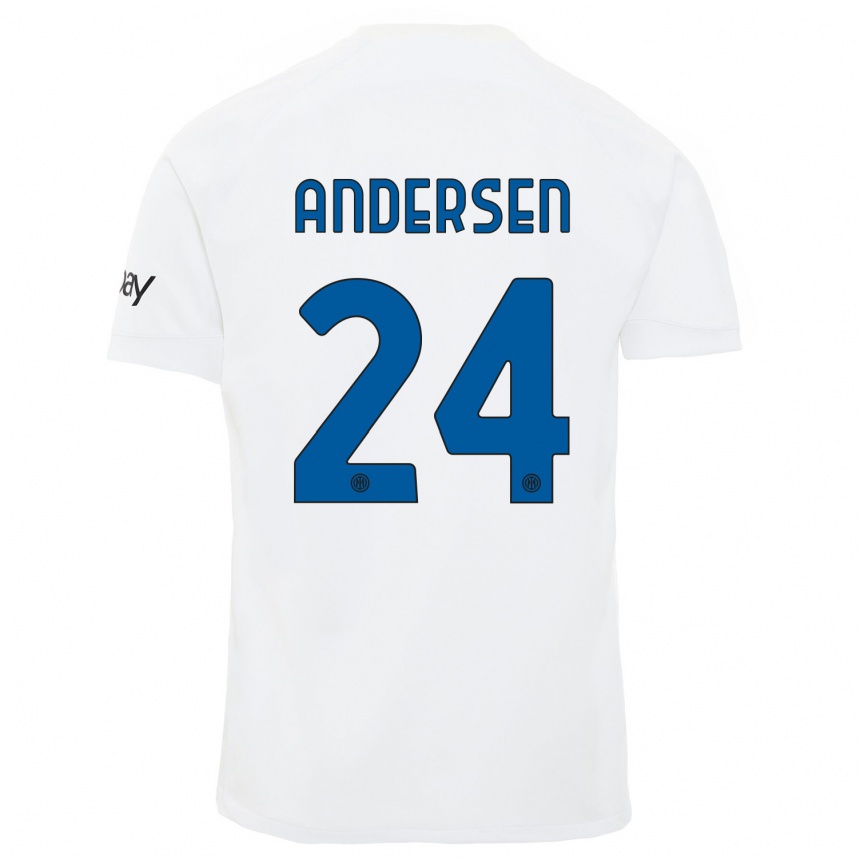 Kinder Fußball Silas Andersen #24 Weiß Auswärtstrikot Trikot 2023/24 T-Shirt Luxemburg