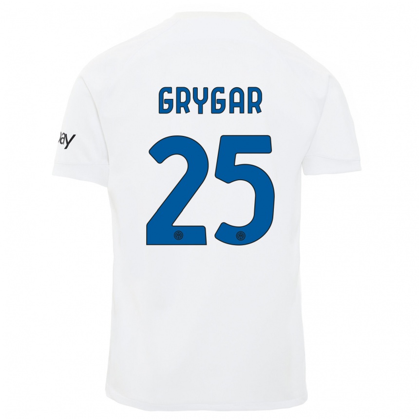 Kinder Fußball Samuel Grygar #25 Weiß Auswärtstrikot Trikot 2023/24 T-Shirt Luxemburg