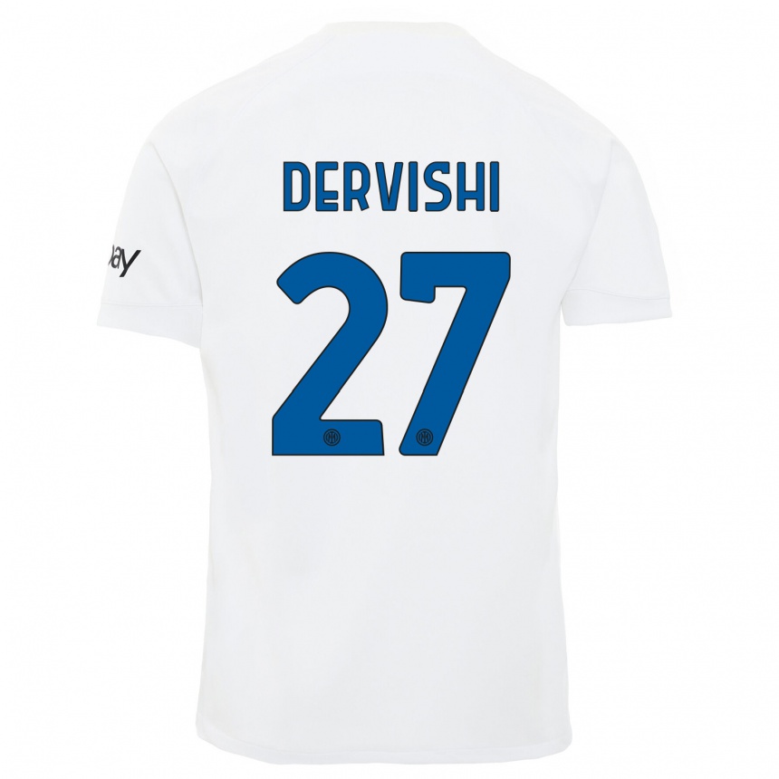 Kinder Fußball Kristian Dervishi #27 Weiß Auswärtstrikot Trikot 2023/24 T-Shirt Luxemburg