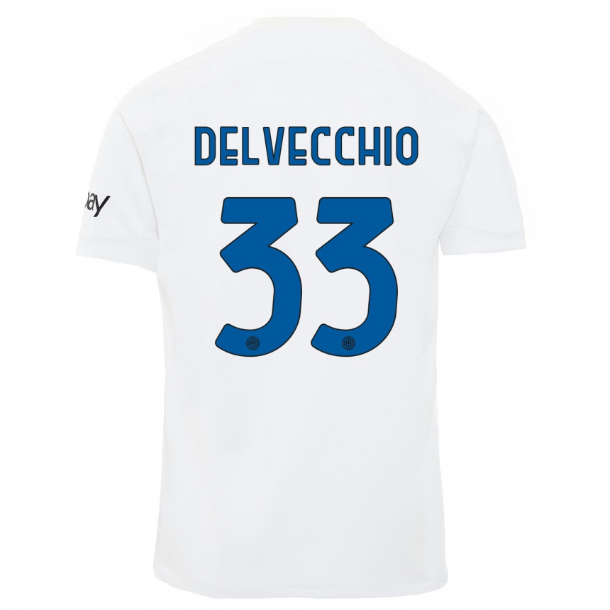 Kinder Fußball Gabriele Delvecchio #33 Weiß Auswärtstrikot Trikot 2023/24 T-Shirt Luxemburg