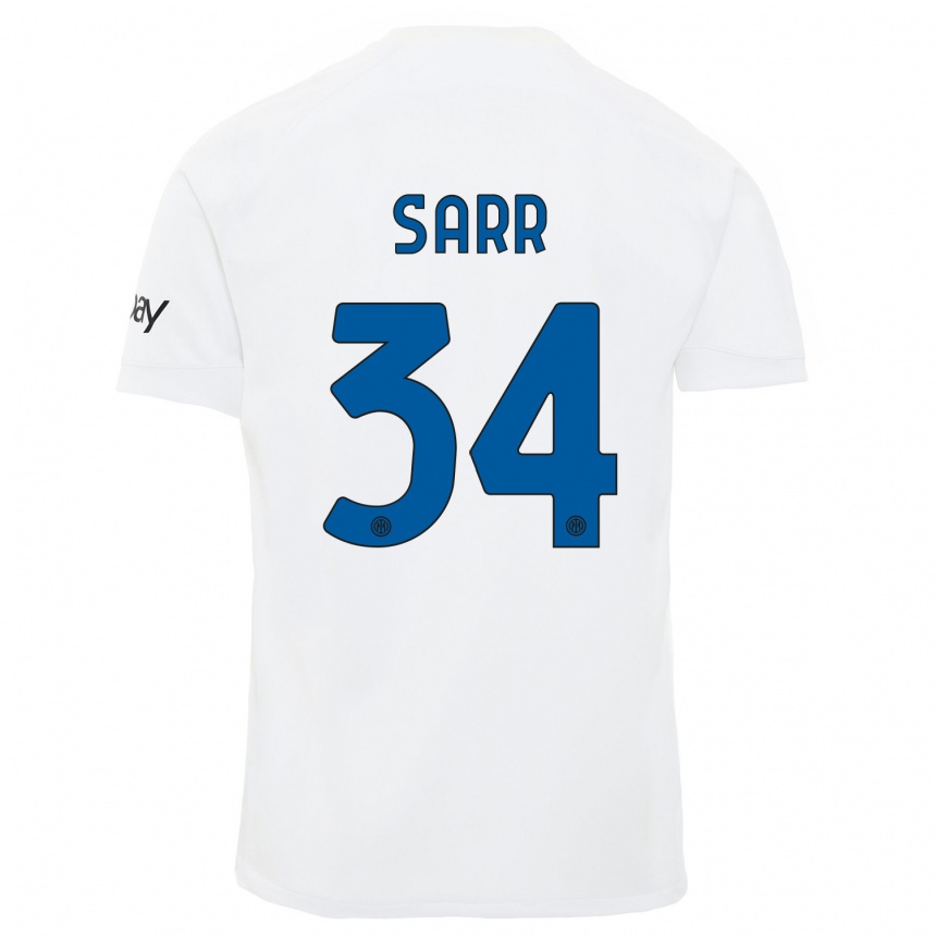 Kinder Fußball Amadou Sarr #34 Weiß Auswärtstrikot Trikot 2023/24 T-Shirt Luxemburg