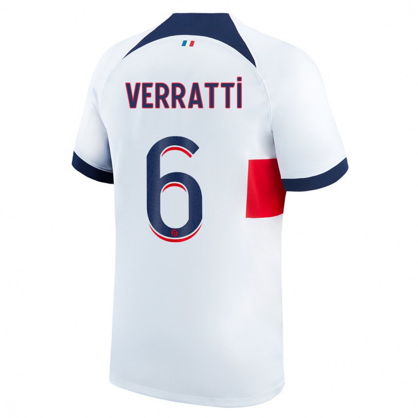 Kinder Fußball Marco Verratti #6 Weiß Auswärtstrikot Trikot 2023/24 T-Shirt Luxemburg