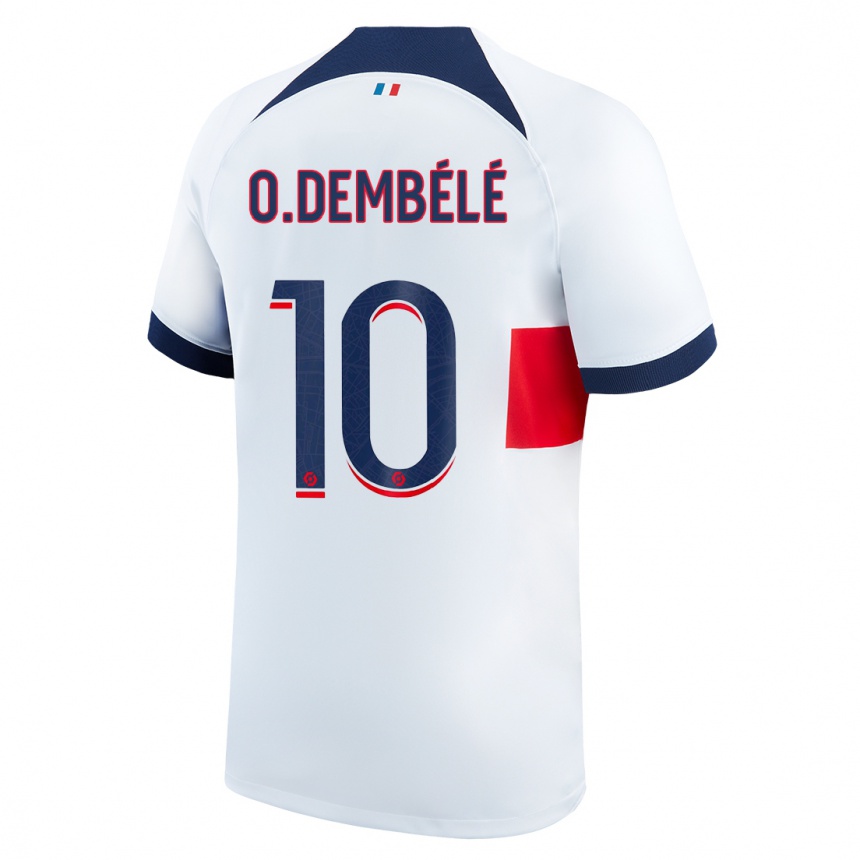 Kinder Fußball Ousmane Dembele #10 Weiß Auswärtstrikot Trikot 2023/24 T-Shirt Luxemburg