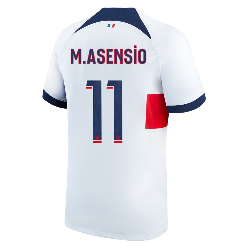 Kinder Fußball Marco Asensio #11 Weiß Auswärtstrikot Trikot 2023/24 T-Shirt Luxemburg