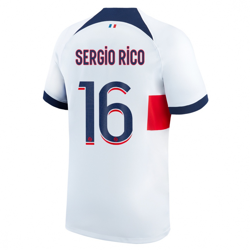 Kinder Fußball Sergio Rico #16 Weiß Auswärtstrikot Trikot 2023/24 T-Shirt Luxemburg